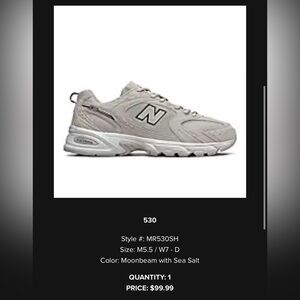 NEW BALANCE 530 Moonbeam with Sea Salt